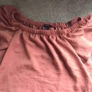 forever 21 rust flowy off the shoulder crop top